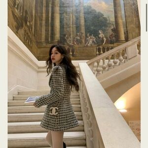 Seooocookie Black and White Tweed Dress size s NWT